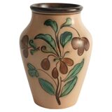 Art Nouveau Flower Motif Earthenware Vase by Sala, Sweden 1920s