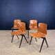 Ensemble de 4 chaises Galvanitas S22 chêne Pays-Bas années 70