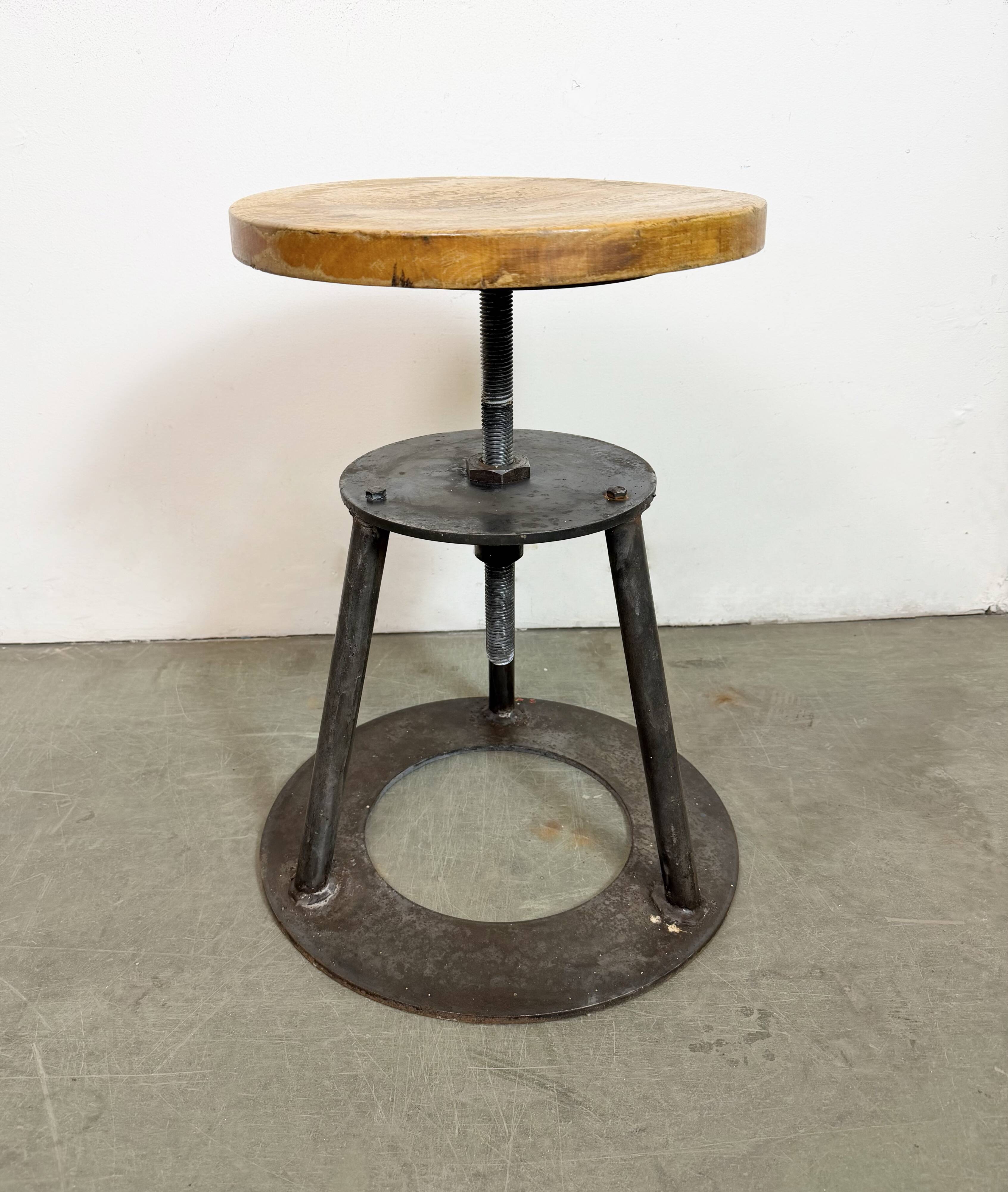 Black Industrial Workshop Swivel Stool, 1960s