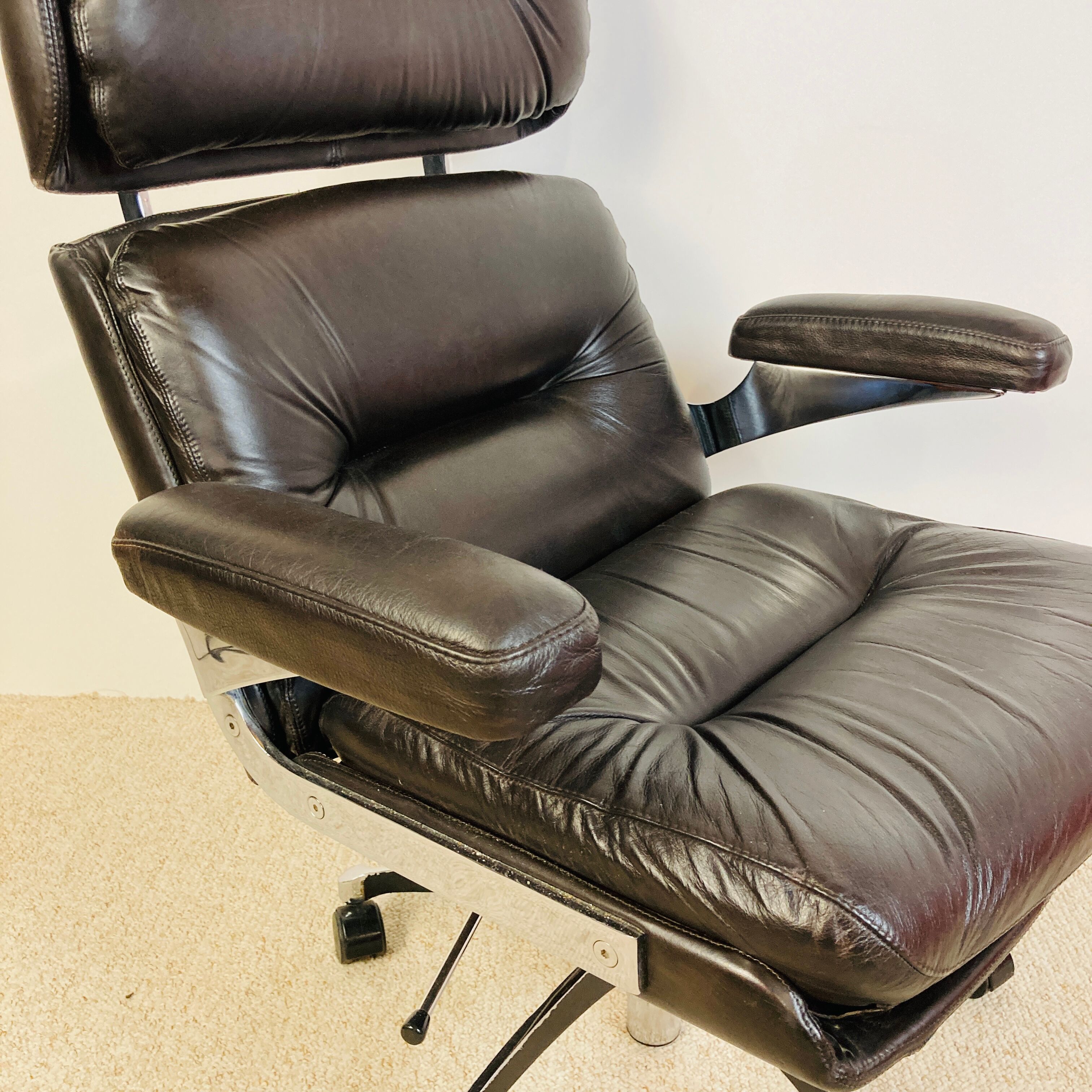 Leather office chair, martin Stoll design, 1970