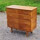 Vintage chest of drawers from the 50s in blond oak 4 drawers feet bobbin