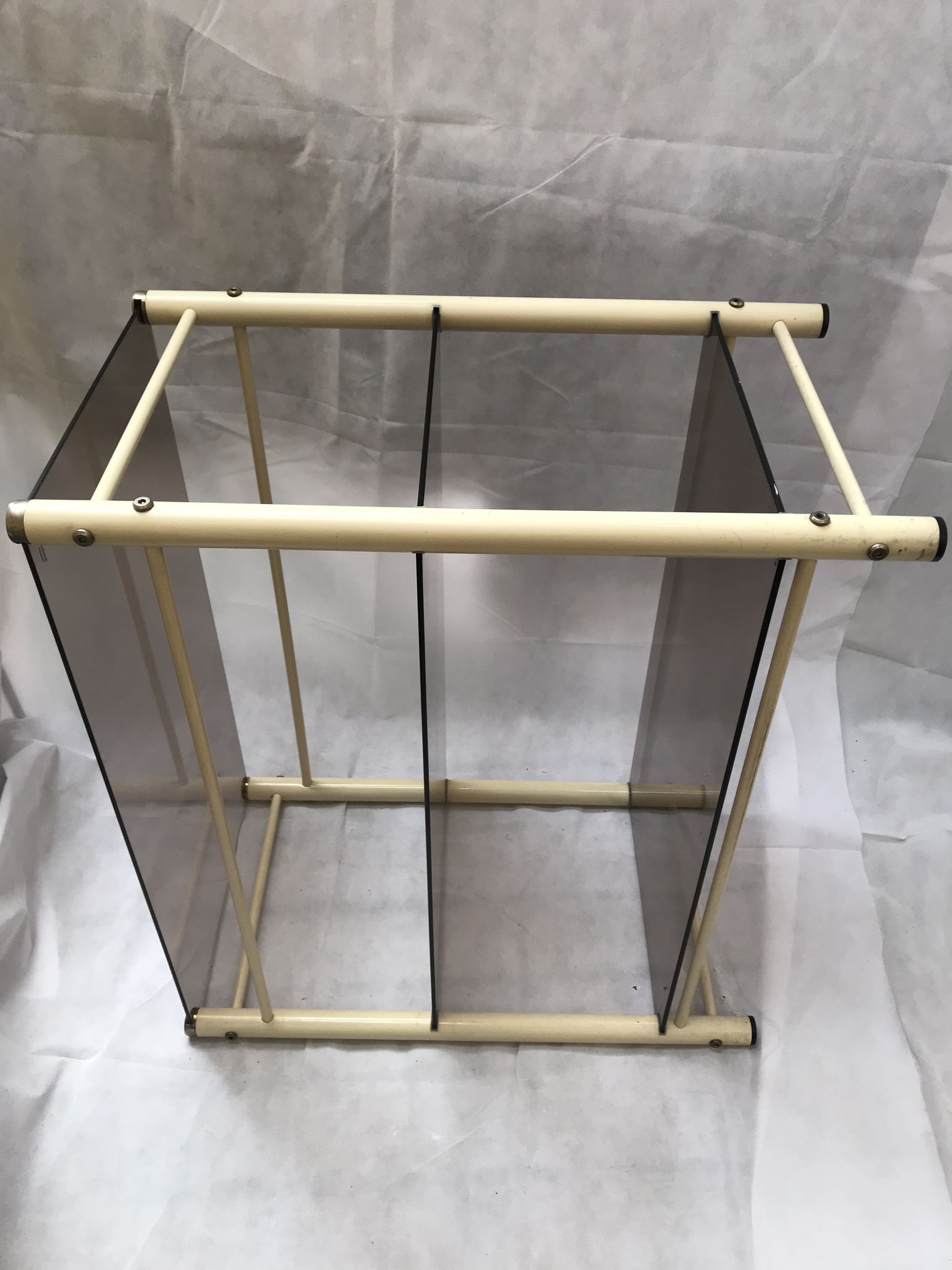 Beige metal console and smoked tempered glass Yves Boutboul