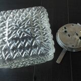 Vintage 60-70s structured glass square ceiling light
