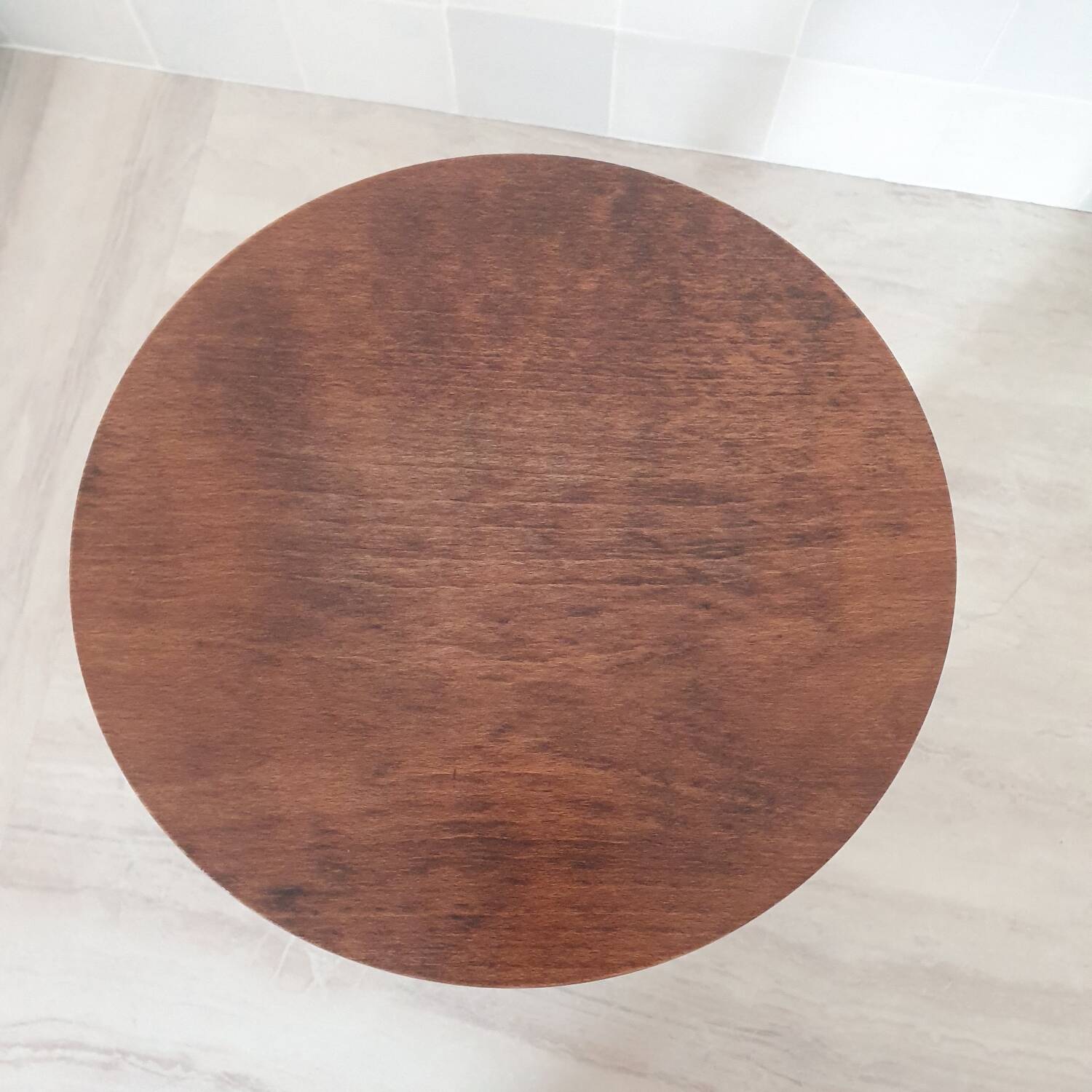 Turned wooden stool / tripod with round seat