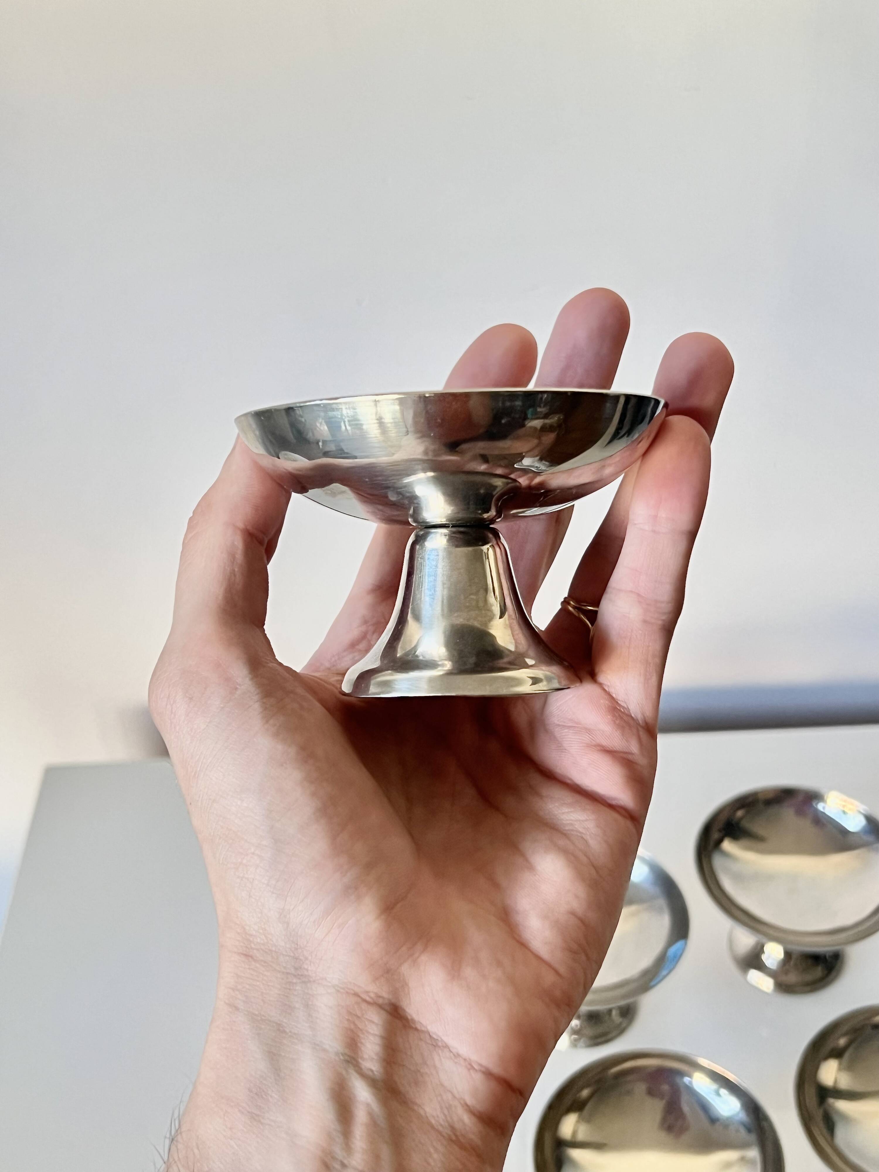 Set of 6 vintage Guy Degrenne stainless steel ice cream or sorbet cups