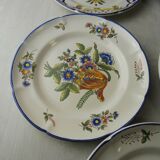 Lot of old plates, Decoration Rouen / peasant, St Clement PD