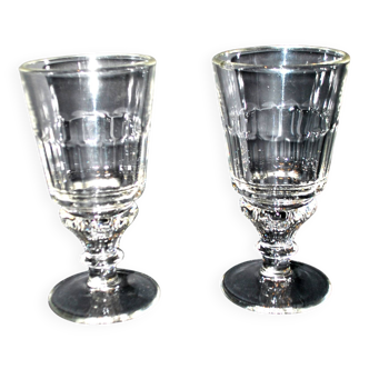 Set of 2 vintage molded glass Absinthe glasses H16.5cm