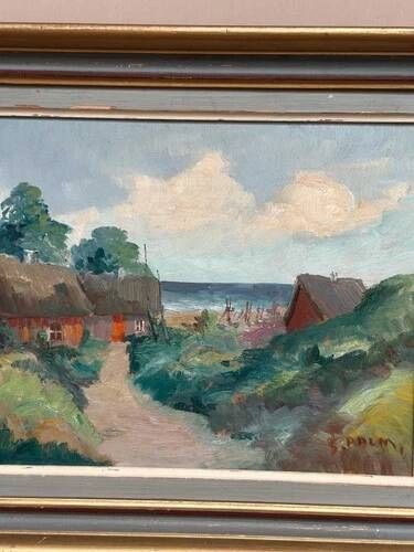 Oil on Panel 'Sea View' by S. Palm, Signed, Vintage & Framed 40 × 34 cm