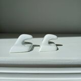 Set of two porcelain tea towel holders
