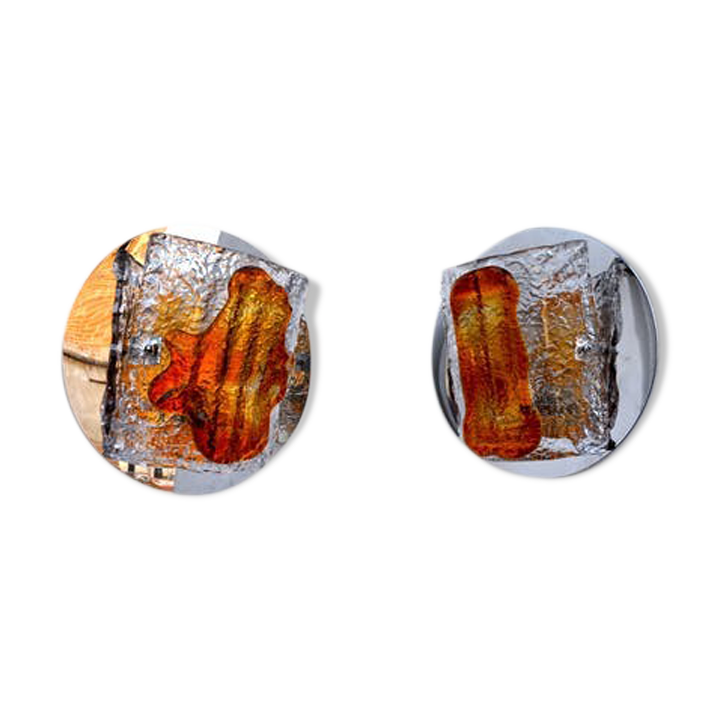 Pair of sconces Mazzega bicolor murano glass 1970