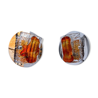 Pair of sconces Mazzega bicolor murano glass 1970