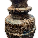 Enamelled vase and painted blue, brown, West Germany