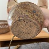 Stoneware lamp and lampshade in vintage wool