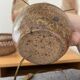 Stoneware lamp and lampshade in vintage wool