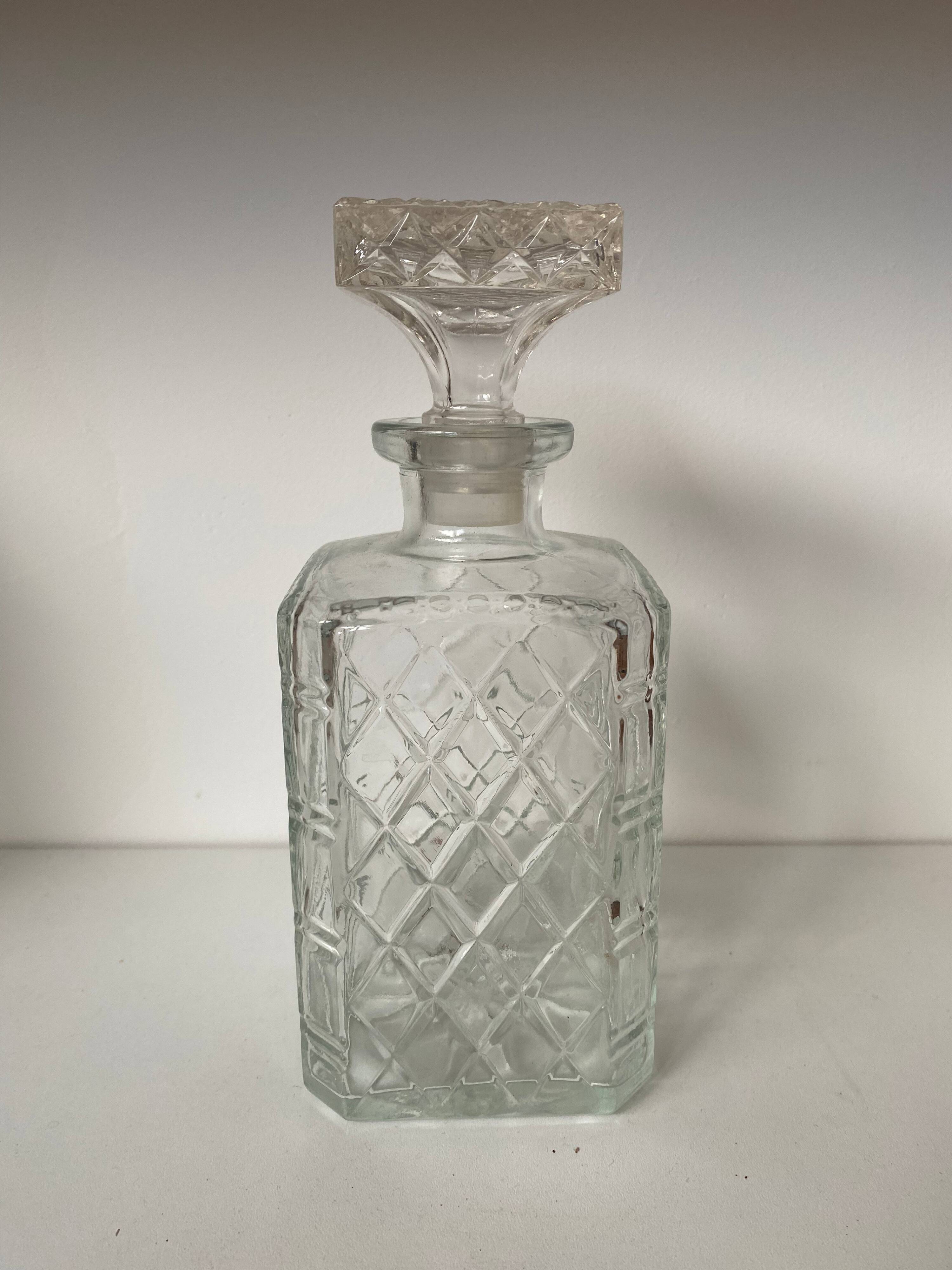 Chiseled glass whiskey decanter