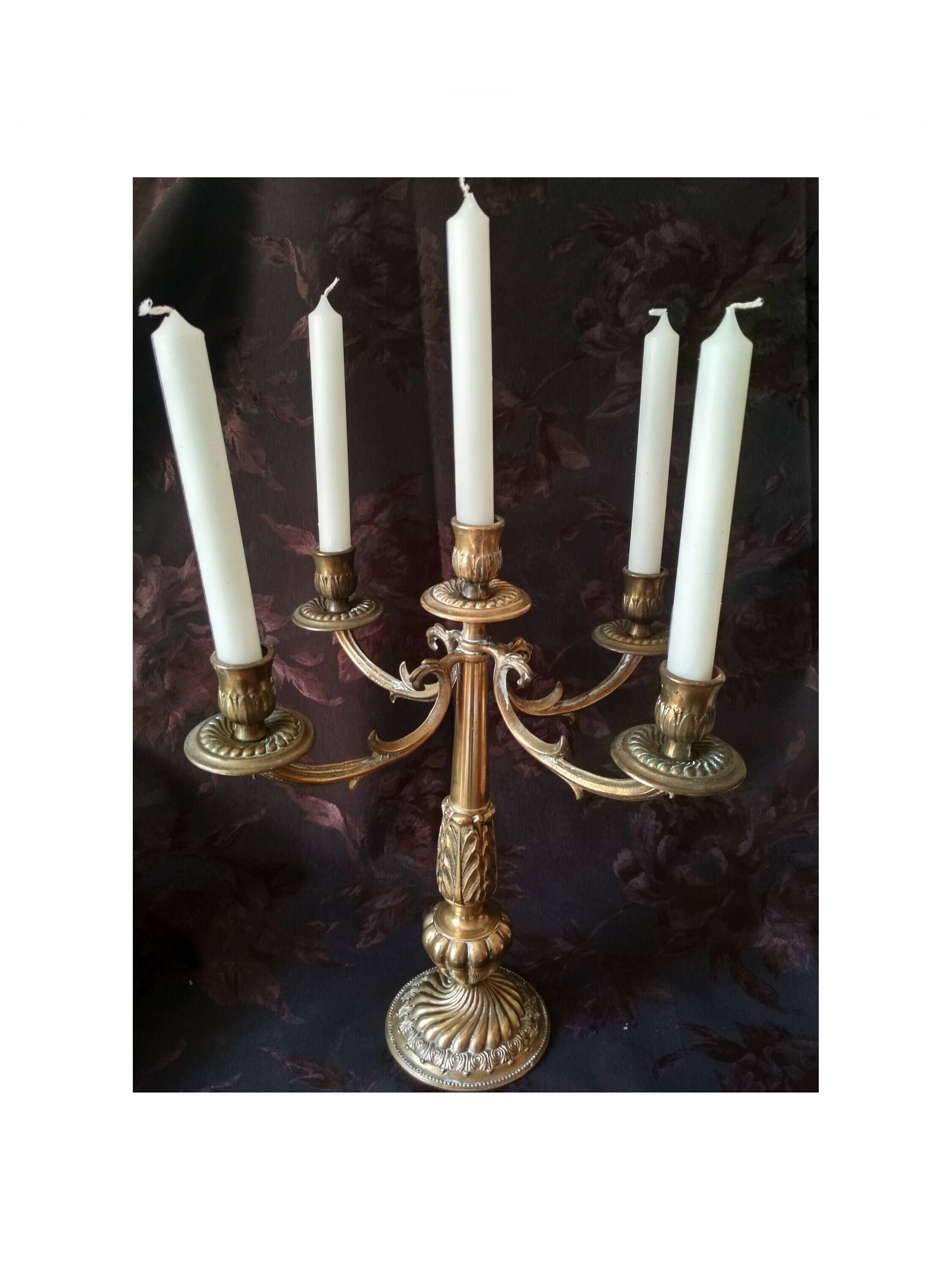 Old candelabra with 5 arms in chiseled bronze