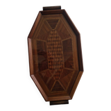 Wood and glass serving tray