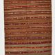 Red & Brown Pinstriped Style Vintage Kilim Rug, 142x182Cm