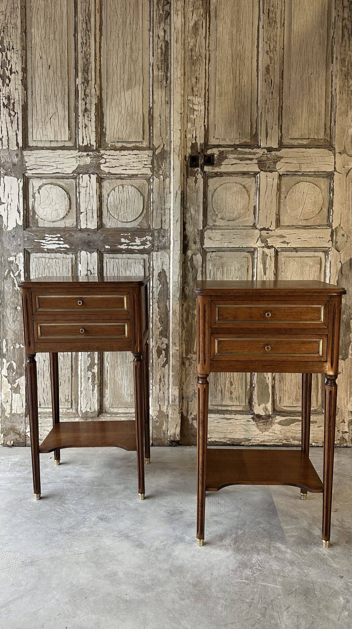 Pair of Louis XVI style bedside tables 1970s