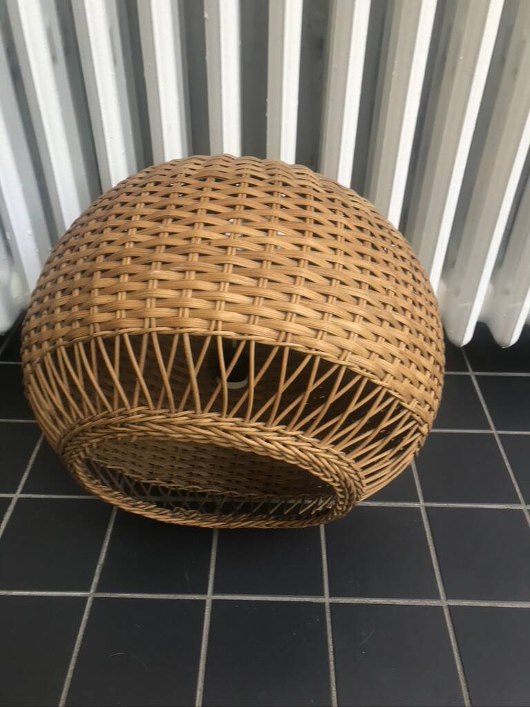 Rattan chandelier suspension old vintage craftsmanship 1960