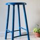 TABOURET Vintage Bois BLEU Electrique