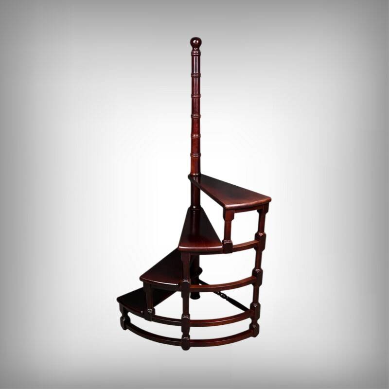 Library Staircase in Stained Beech – 20th Century