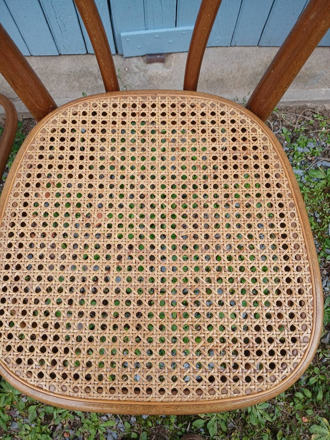 3 antique bistro chairs with canework