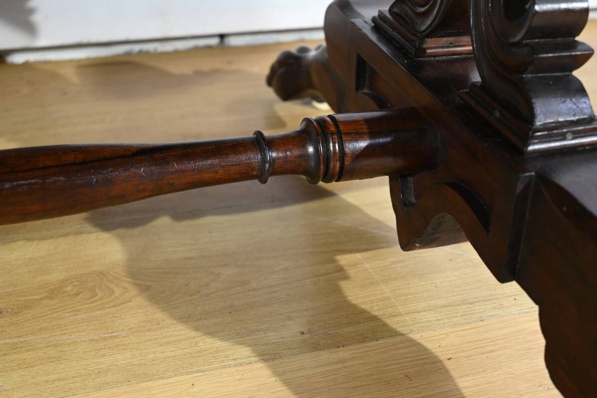 Desk Table with Shutters in Solid Rosewood, Restoration Period – Early 19th Century