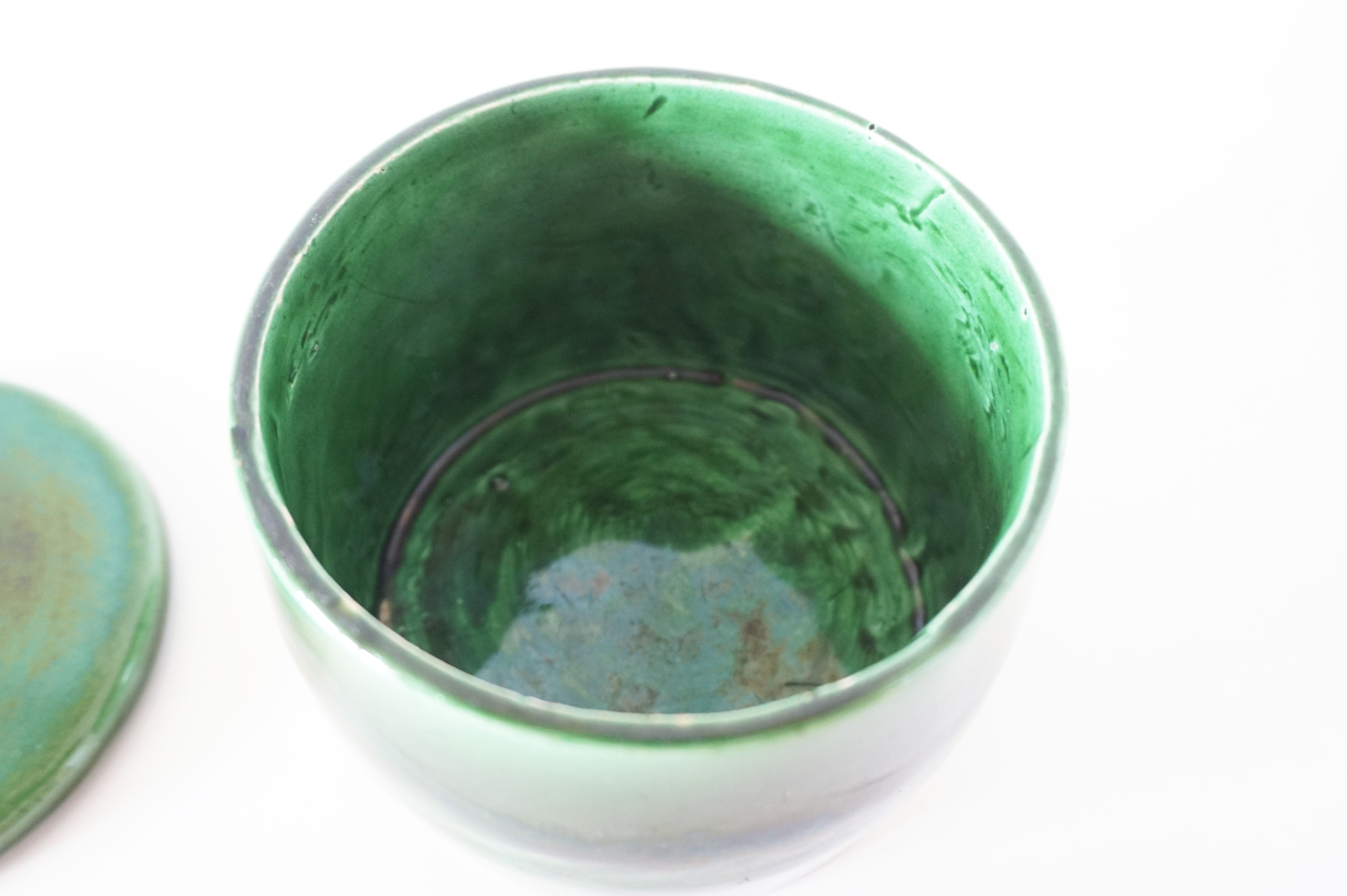 Green glazed ceramic box