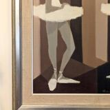Mid-Century Modern Swedish "Modernist Ballerinas" Vintage Figurative Oil Painting by Fabian Lundqvis
