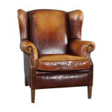 Armchair in patinated sheepskin leather