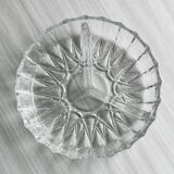 Glass dish with openwork metal support.