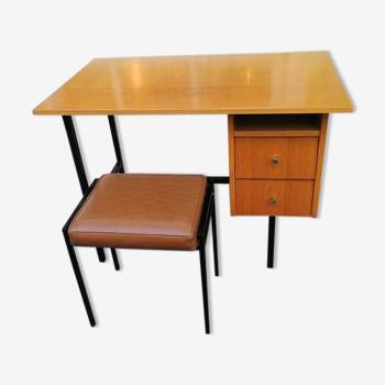 Desk and stool, wood and metal, 1960