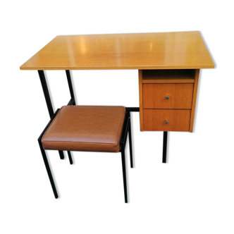 Desk and stool, wood and metal, 1960