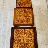 Pull-out tables in teak and ceramic, scandinavian, 60s