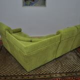 Green Corduroy Modular Corner Sofa, 1970s, Set of 4