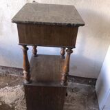 Wooden and marble bedside table
