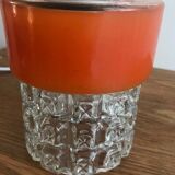 Vintage Glass Globe Pendant 70' Orange Band Electrical System New