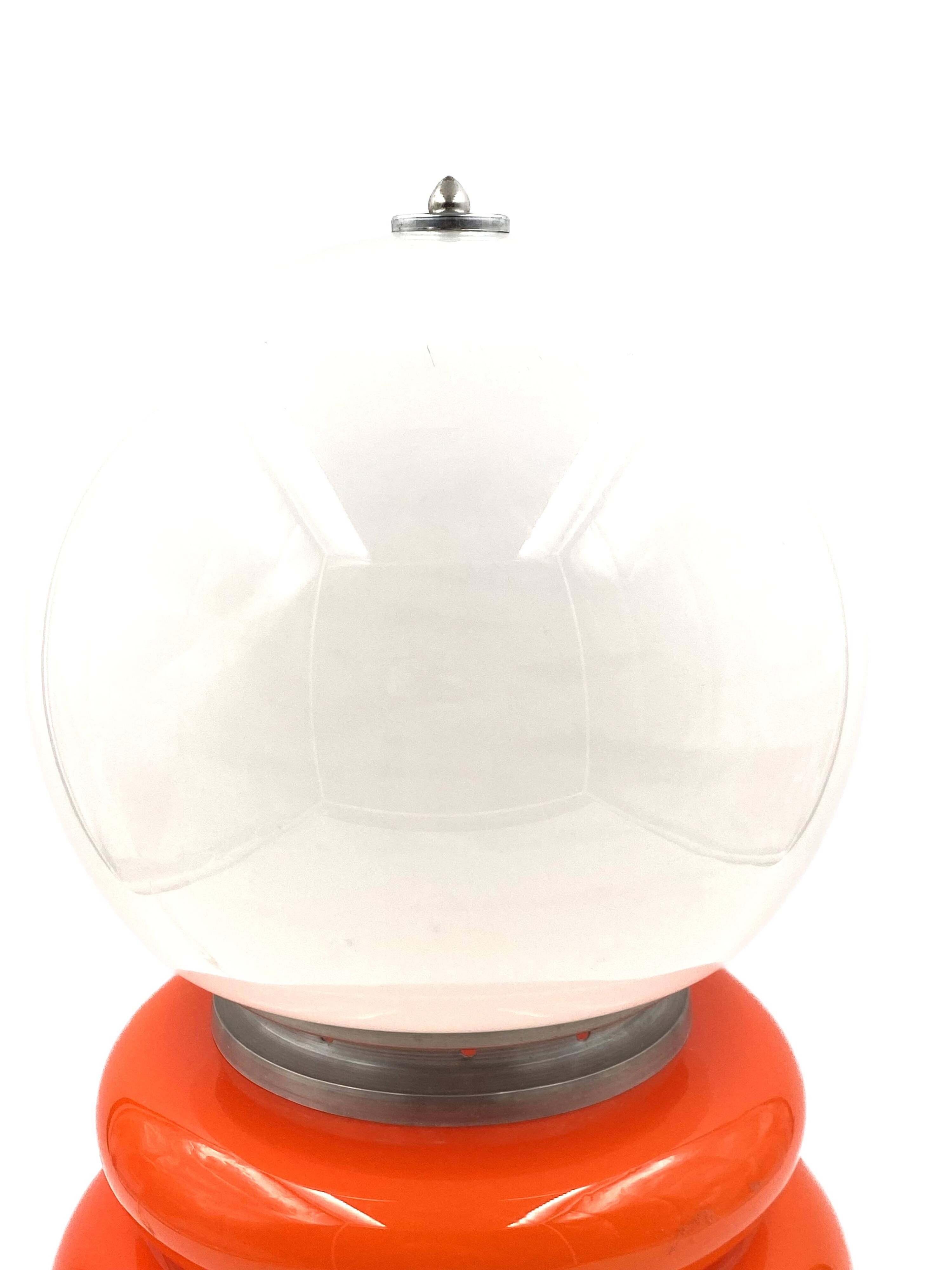 Space Age Orange Murano glass table lamp, AV Mazzega, 1970s