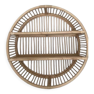 Round bamboo and rattan shelf