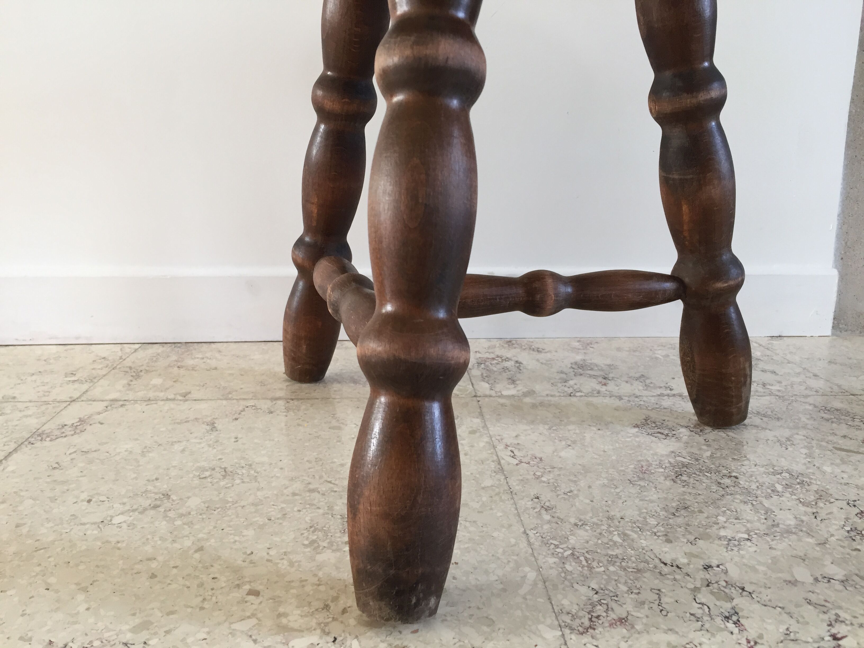 Wooden stool turned vintage tripod