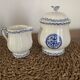 Milk or cream jug and sugar bowl with Gien earthenware lid, Rouen model 32