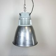 Vintage Silver Industrial Factory Pendant Lamp from Elektrosviti, 1960s