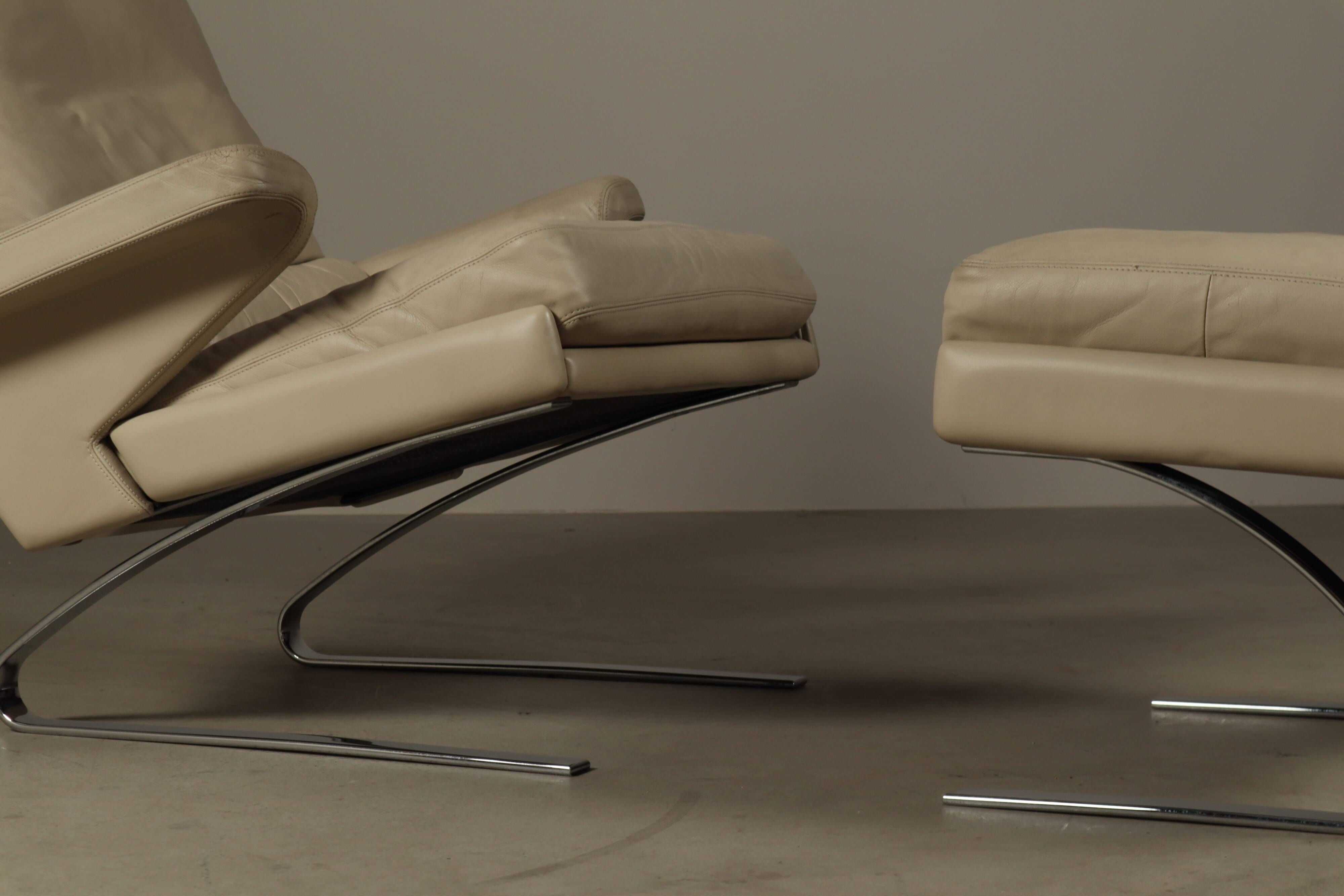 Leather "Swing" lounge chair with ottoman for COR Germany, 1960's