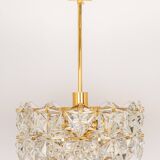 Small chandelier, brass and crystal glass by Kinkeldey, Germany, 1970s.