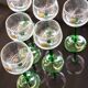 Luminarc france green stemmed liqueur/wine glasses, vintage, 1970s, set of 6