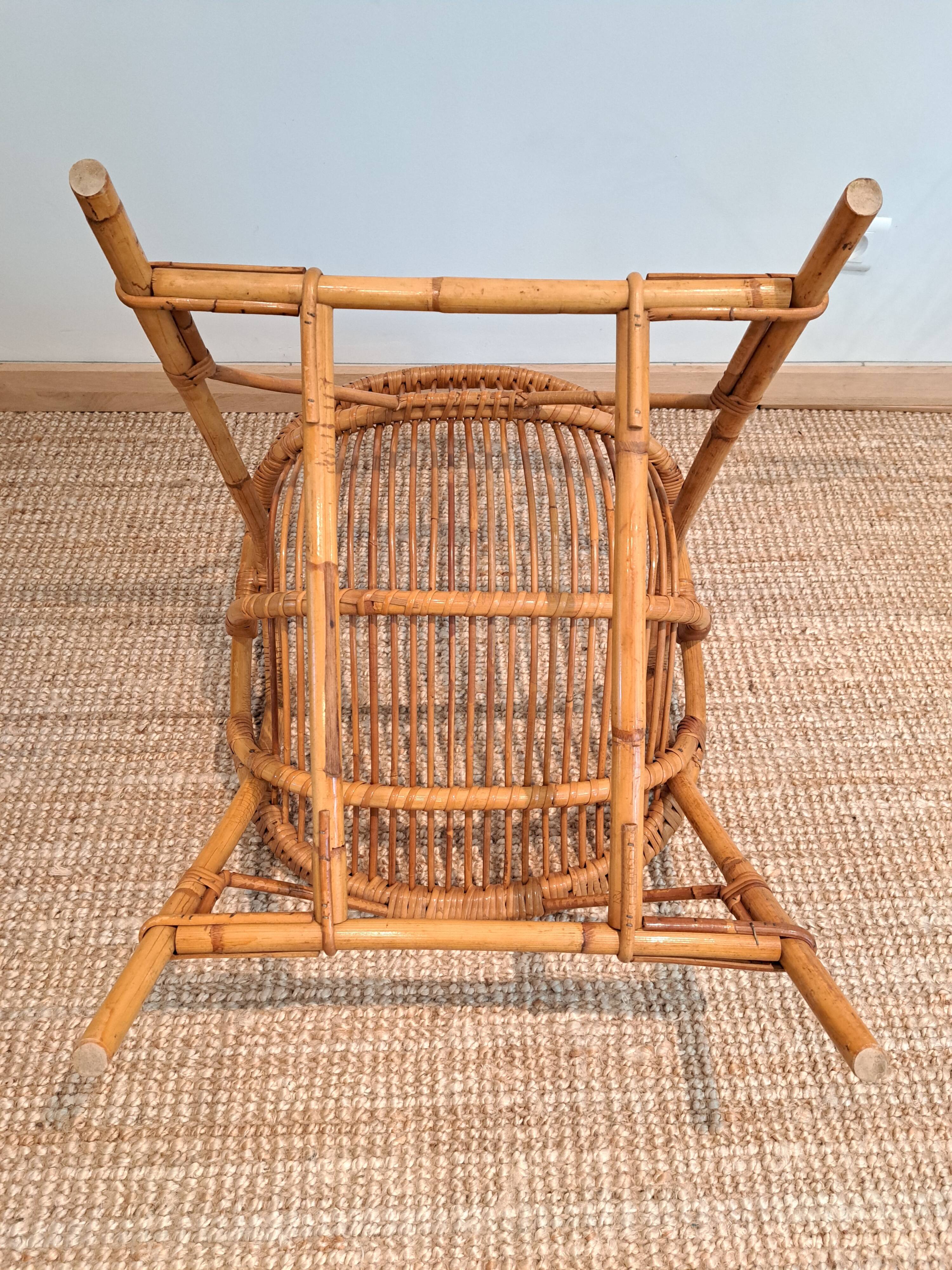 Vintage rattan & bamboo armchair from the 60s
