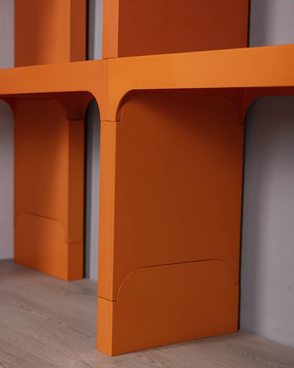Vintage 1970s plastic corner bookcase designed by Olaf Von Bohr for Kartell