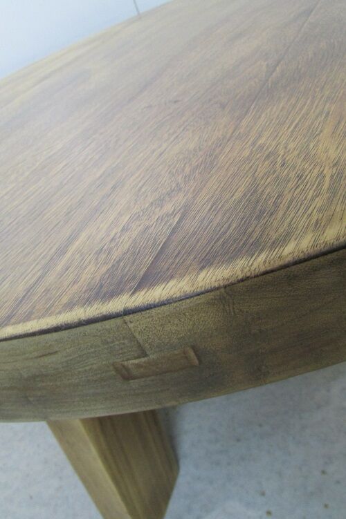 Large brutalist round coffee table, in exotic oak 1960s