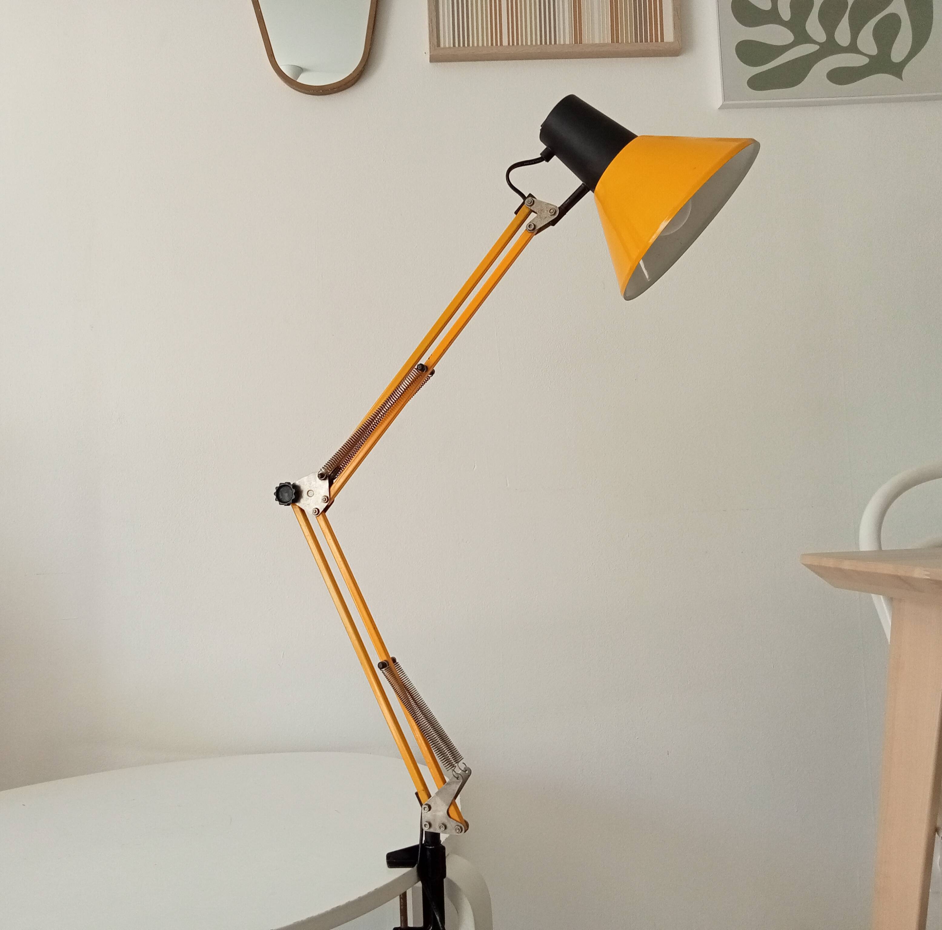 Vintage 1970s mustard yellow architect lamp